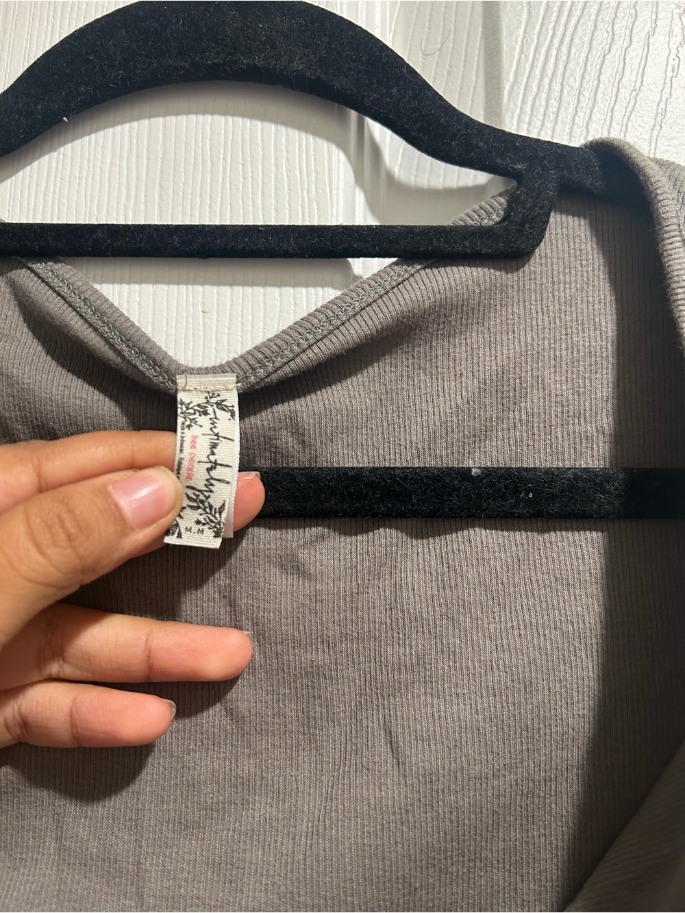 Free People Cropped V-Neck Tank in Taupe Gray - Picture 3 of 3